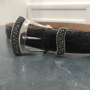 Judith Jack genuine leather belt with sterling silver buckle. Size M